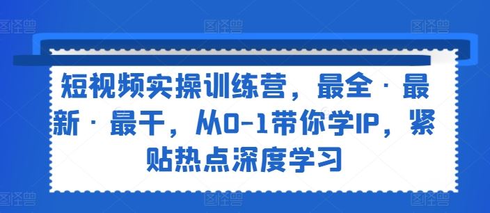 短视频实操训练营，最全·最新·最干，从0-1带你学IP，紧贴热点深度学习-网创资源总站