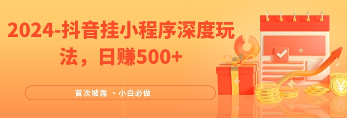 2024全网首次披露，抖音挂小程序深度玩法，日赚500+，简单、稳定，带渠道收入，小白必做-网创资源总站