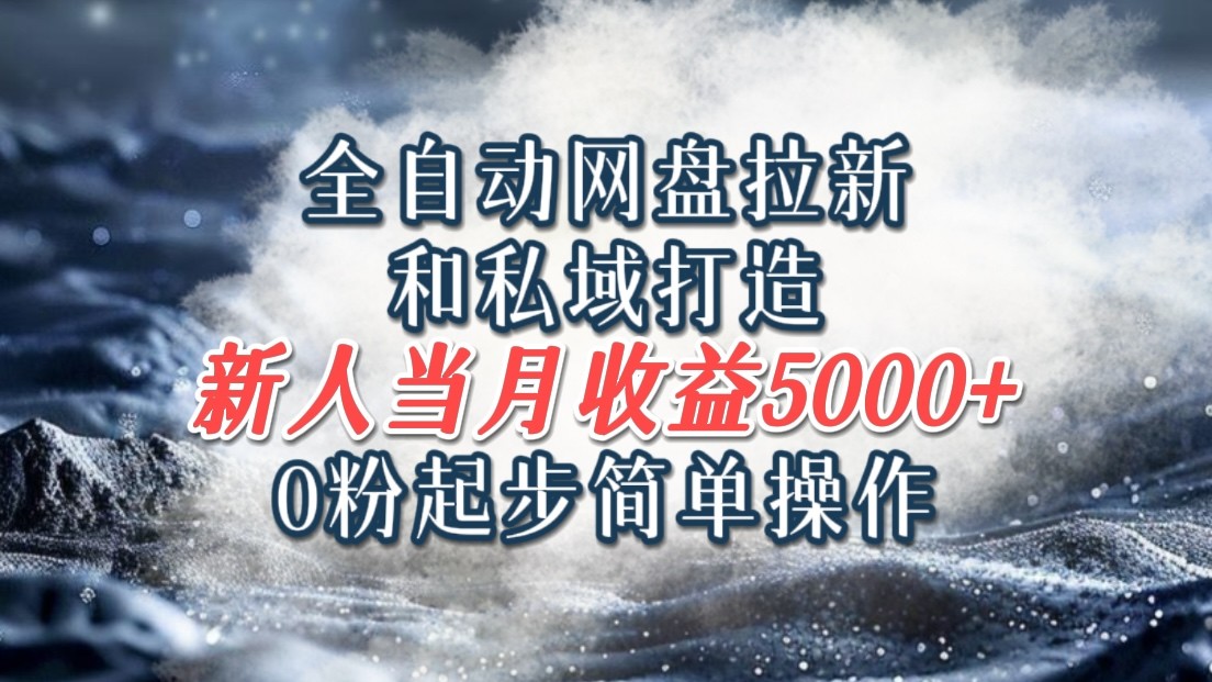 全自动网盘拉新和私域打造，0粉起步简单操作，新人入门当月收益5000以上-网创资源总站