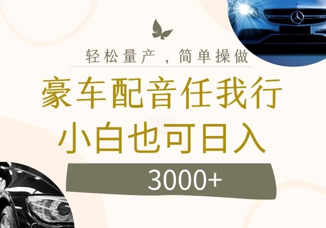 不为人知的暴力小项目，豪车配音，日入几张【揭秘】-网创资源总站
