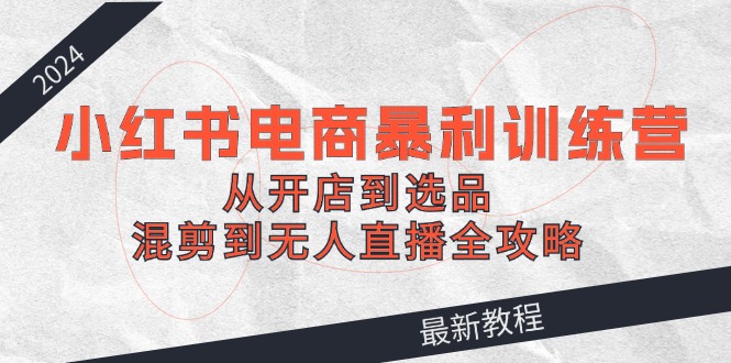 2024小红书电商暴利训练营：从开店到选品，混剪到无人直播全攻略-网创资源总站