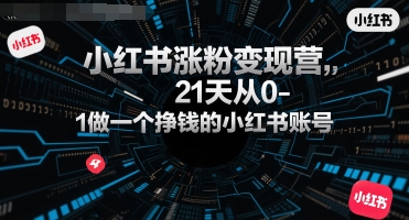 小红书涨粉变现营，21天从0-1做一个挣钱的小红书账号-网创资源总站