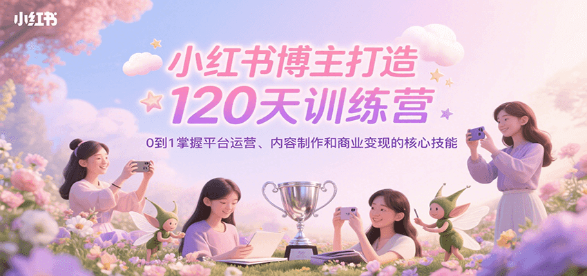 小红书博主打造120天训练营，0到1掌握平台运营、内容制作和商业变现-网创资源总站