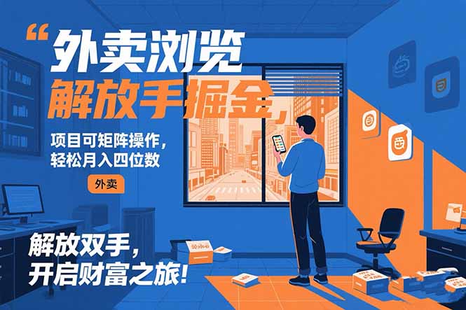 外卖浏览掘金项目 可矩阵操作 轻松日入500+-网创资源总站