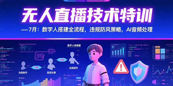 无人直播技术特训-7月：数字人搭建全流程，违规防风策略，AI音频处理-网创资源总站