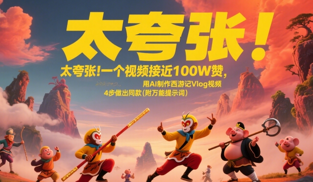 太夸张！一个视频接近100W赞，用AI制作西游记Vlog视频，全流程拆解来了(附万能提示词)-网创资源总站