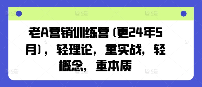 老A营销训练营(更25年7月)，轻理论，重实战，轻概念，重本质-网创资源总站