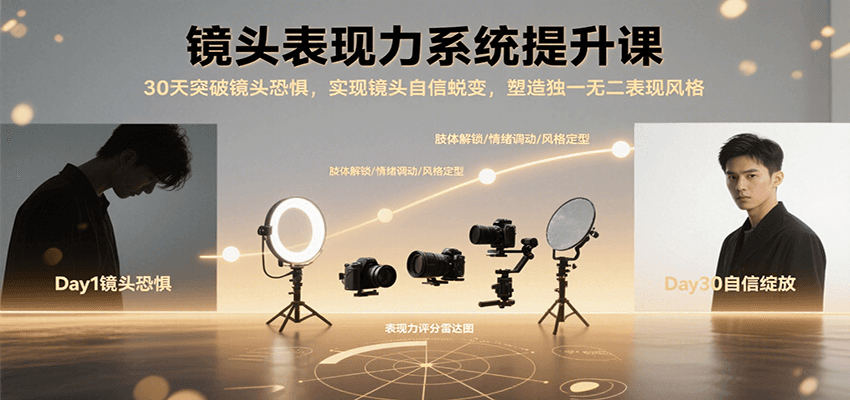 镜头表现力系统提升课，30天突破镜头恐惧实现自信蜕变，塑造独一无二表现风格-网创资源总站