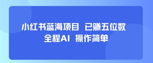 小红书蓝海项目，全程AI，操作简单，已挣五位数-网创资源总站