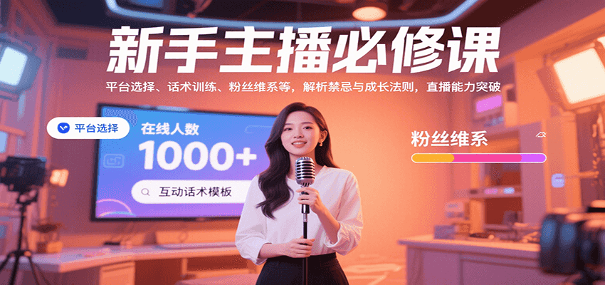 新手主播必修课：平台选择、话术训练、粉丝维系等，解析禁忌与成长法则，突破直播能力-网创资源总站