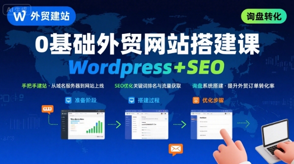 WordPress外贸建站+SEO优化课程，手把手教你从0到1搭建可获得询盘的外贸网站-网创资源总站