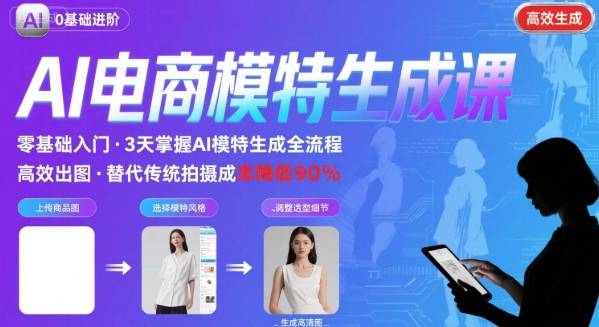 AI模特进阶课程，0基础高效生成逼真电商模特图-网创资源总站