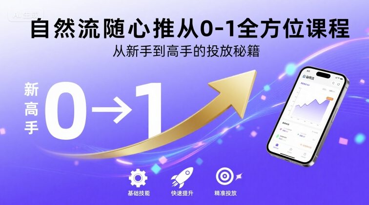 自然流随心推从0-1全方位课程，从新手到高手的投放秘籍-网创资源总站