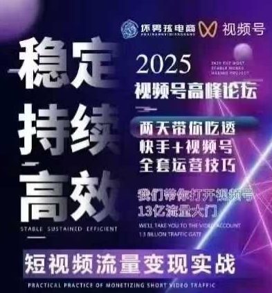坏男孩电商视频号7月1号线下课，视频号短引、精细化模型打法，三频共振，无人，快手全站精细化运营-网创资源总站