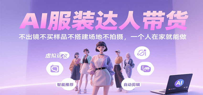 AI服装达人带货，不出镜不买样品不搭建场地不拍摄，一个人在家就能做-网创资源总站
