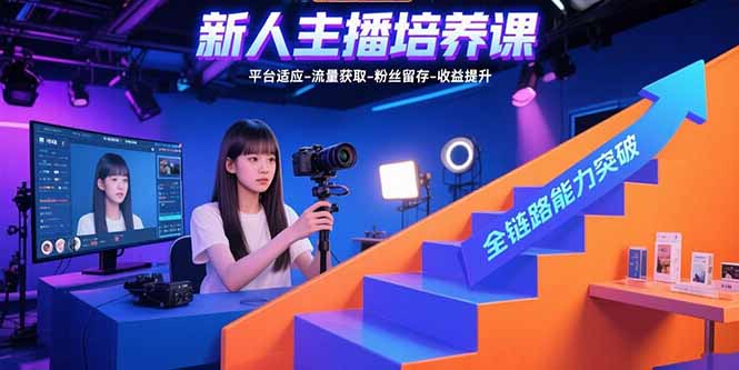 新人主播培养课：平台适应-流量获取-粉丝留存-收益提升 全链路能力突破-网创资源总站