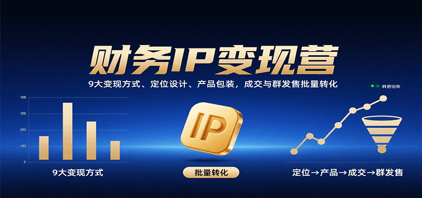 财务IP变现营：9大变现方式、定位设计、产品包装，成交与群发售批量转化-网创资源总站