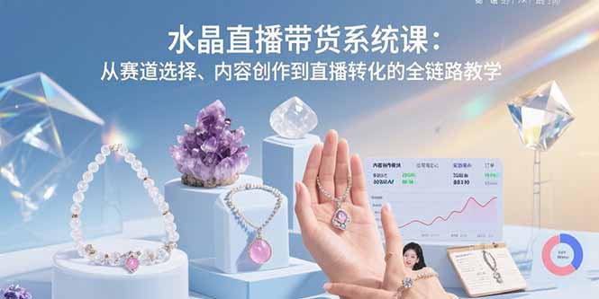 水晶直播带货系统课：从赛道选择、内容创作到直播转化的全链路教学-网创资源总站