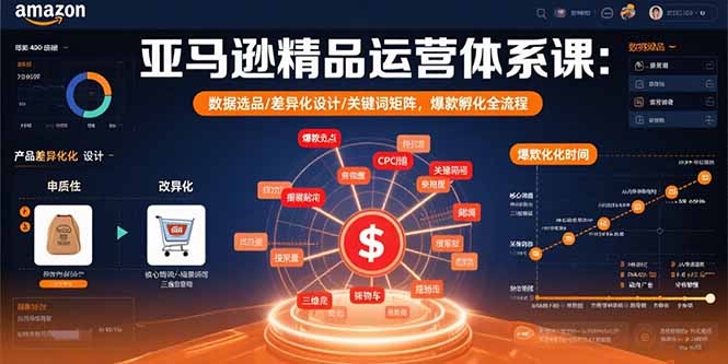 亚马逊精品运营体系课：数据选品/差异化设计/关键词矩阵，爆款孵化全流程-网创资源总站
