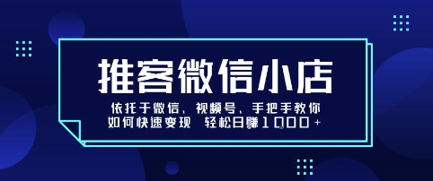 推客微信小店依托于微信、视频号，手把手教你如何快速变现 轻松日入1k+【揭秘】-网创资源总站