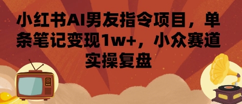 小红书AI男友指令项目，单条笔记变现1w+，小众赛道实操复盘-网创资源总站