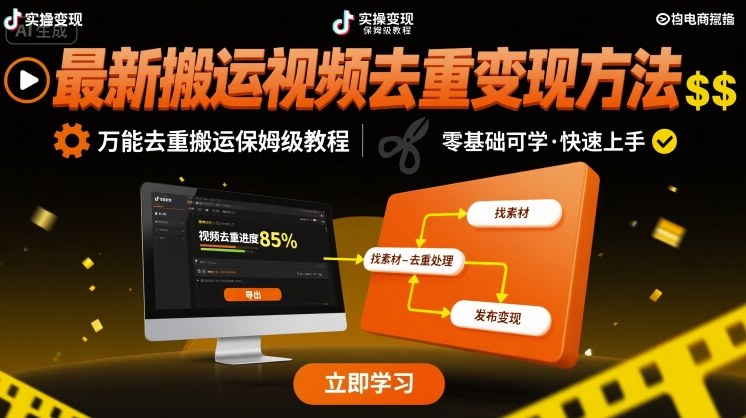 最新搬运视频去重变现方法，万能去重搬运保姆级教程-网创资源总站