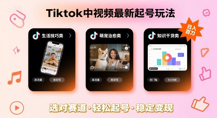 Tiktok中视频最新起号玩法，想要日入百刀，做好这几个赛道就可以了-网创资源总站