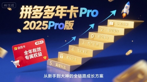 拼多多年卡2025Pro版，五大板块从认知到基础、从推广到活动、从活动到玩法-网创资源总站