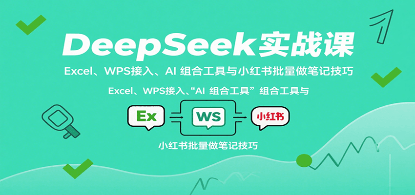 DeepSeek实战课：Excel、WPS接入、AI 组合工具与小红书批量做笔记技巧-网创资源总站