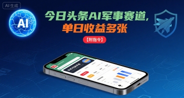 今日头条AI军事赛道，单日收益多张 ，手机可做【附指令】-网创资源总站
