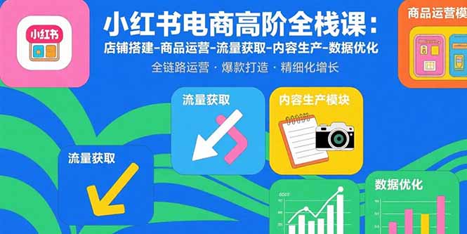 小红书电商高阶全栈课：店铺搭建-商品运营-流量获取-内容生产-数据优化-网创资源总站