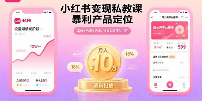 小红书变现私教课，暴利产品定位，高转化内容生产术，快速实现月入10万-网创资源总站