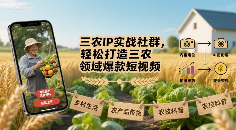 三农IP实战社群，轻松打造三农领域爆款短视频-网创资源总站