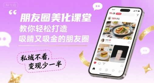 朋友圈美化课堂，教你轻松打造，吸睛又吸金的朋友圈，私域不看，变现少一半-网创资源总站