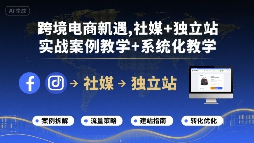 跨境电商新机遇，社媒+独立站，实战案例教学+系统化教学-网创资源总站