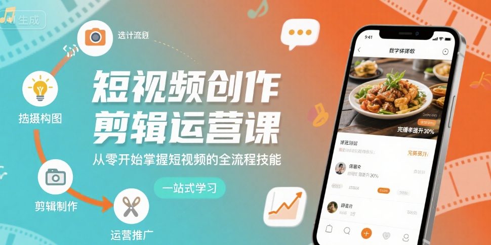 短视频创作剪辑运营课，从零开始掌握短视频的全流程技能-网创资源总站