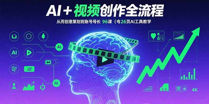 AI+短视频创作全流程：从创意策划到账号增长，96节课(含26项AI工具教学-网创资源总站
