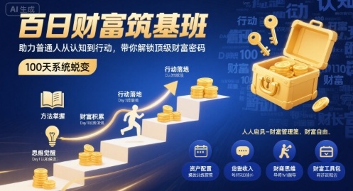 百日财富筑基班，助力普通人从认知到行动，带你解锁顶级财富密码-网创资源总站