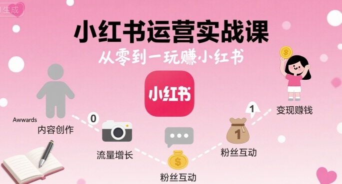 小红书运营实战课，从零到一玩賺小红书-网创资源总站