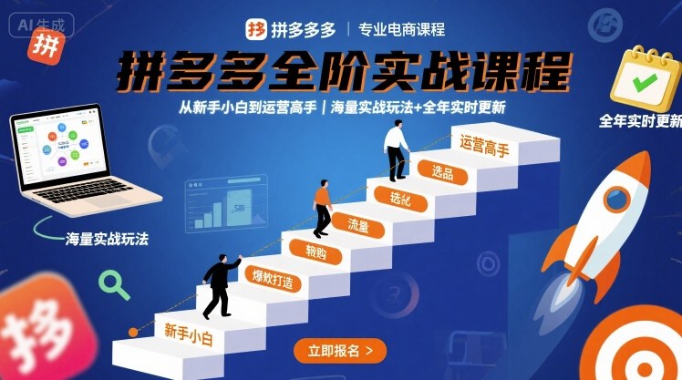 拼多多全阶实战课程，从新手小白到运营高手，海量实战玩法+全年实时更新【2025年9月更新】-网创资源总站