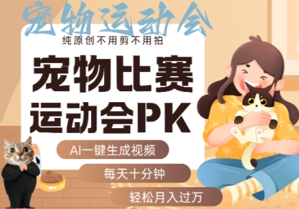 AI一键生成宠物比赛运动会PK视频，纯原创不用剪不用拍，每天十分钟，轻松月入过1W+-网创资源总站