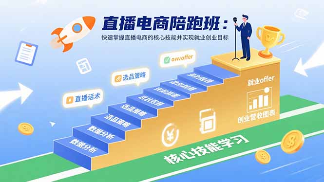 直播电商陪跑班：快速掌握直播电商的核心技能并实现就业/创业目标-网创资源总站