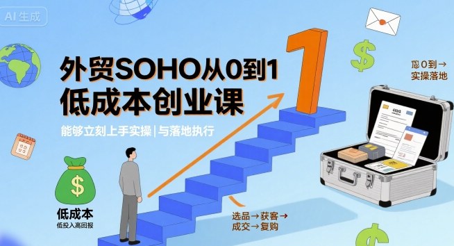 外贸SOHO从0到1低成本创业课，能够立刻上手实操与落地执行-网创资源总站