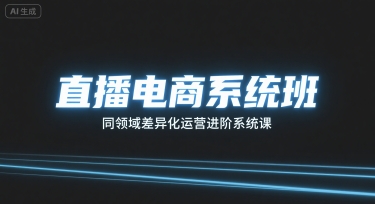 直播电商系统班，同领域差异化运营进阶系统课-网创资源总站