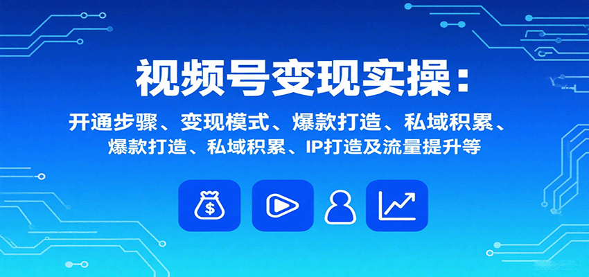 视频号变现实操，含开通步骤、变现模式、爆款打造、私域积累、IP打造及流量提升等-网创资源总站