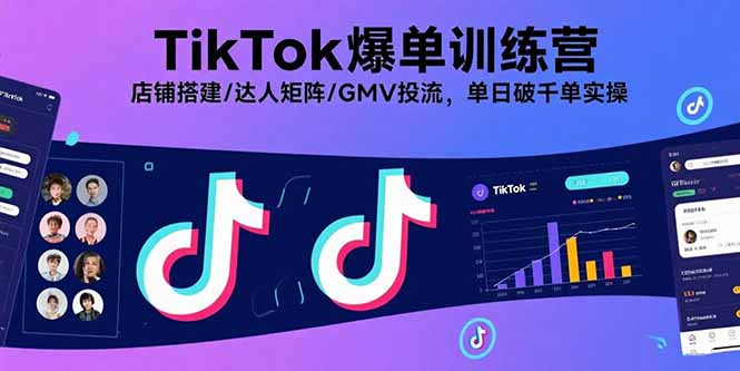 TikTok爆单训练营，店铺搭建/达人矩阵/GMV投流，单日破千单实操-网创资源总站
