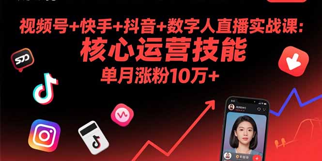 视频号+快手+抖音+数字人直播实战课(9月-网创资源总站