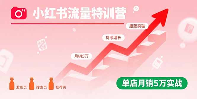 小红书流量特训营：突破流量瓶颈，实现店铺持续增长，单店月销5万实战-网创资源总站