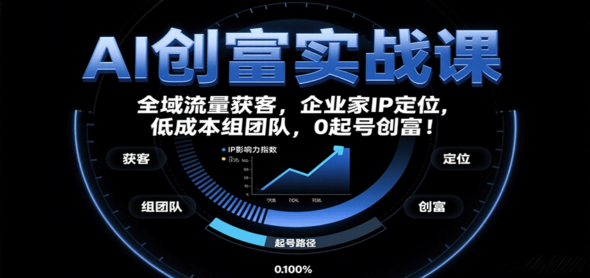 AI创富实战课：企业家IP定位，全域流量获客，低成本组团队，0起号创富！-网创资源总站