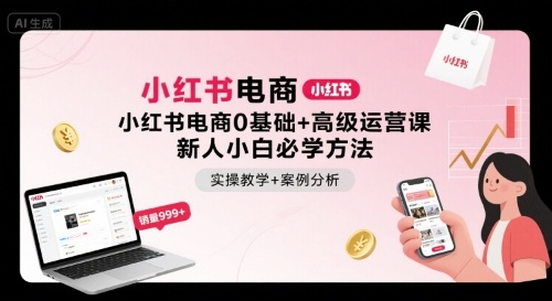 小红书电商0基础+高级运营课，新人小白必学方法，实操教学+案例分析-网创资源总站